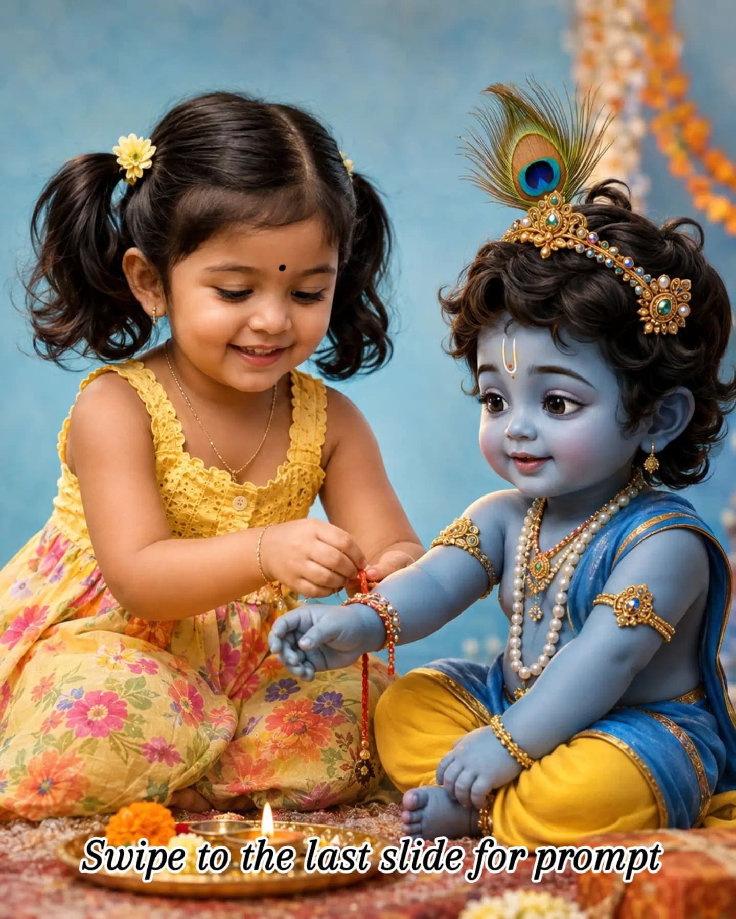 Raksha Bandhan Krishna AI Photo Prompt – Create a Divine Sister-Brother Portrait